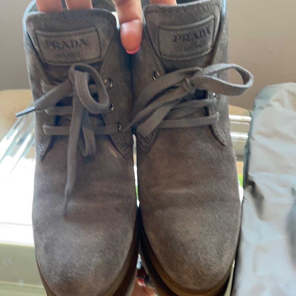 Prada grey suede wedge platform boots - Picture 6 of 6